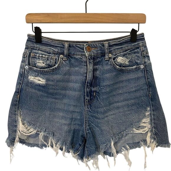 American Eagle Outfitters Pants - American Eagle Shorts Womens 4 Blue Highest Rise Mom Distressed festival boho